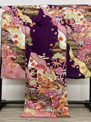 振袖 仮絵羽 青柳 金駒 金彩 正絹 未仕立て品 八掛付き MOK735 - メルカリ