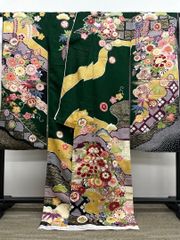 振袖 仮絵羽 舞台衣装 刺繍 金彩 正絹 未仕立て品 八掛付き MOK938