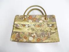 【一輝堂】和装小物 利休バッグ 手さげ 金糸 美品 26w06-8351のサムネイル