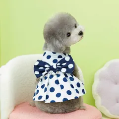 犬服 ワンピース 春夏 通気 お姫様 ドレス スカート 可愛い 袖なし 水玉柄 犬の服 ペット服 柔らかい 綿製 蝶結び ペット洋服 可愛いワンピース 犬 服 猫 服 小型犬 中型犬 洋服 記念撮影 脱毛保護 (ホワイト, M)