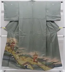 【一輝堂】色留袖 金駒刺繍 金彩 五つ紋 比翼仕立 着物 正絹 身丈約154cm 裄丈約62.5cm 26z06-3477のサムネイル