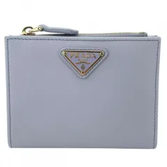 【中古】 PRADA プラダ 1ML050トライアングルロゴ レザーウォレット コンパクト ２つ折り財布 パープル レディース 26018199 KJのサムネイル