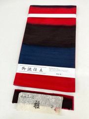沖縄県無形文化財指定 伝統工芸品 琉球紅型 九寸名古屋帯 正絹 Q1160