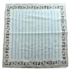 フェンディ FENDI ハンカチ ロゴ 総柄 ストライプ マルチカラー ライトブルー オフホワイト /SS ■OS ■OH ■GY18