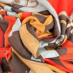 HERMES エルメス 幾何学モチーフ カシミヤ マフラー マルチカラー ユニ 
