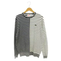 ラコステ ライブ Lacoste L!VE ニット セーター ボーダー ロゴ L 紺 ネイビー 切り替えデザイン 長袖 AH2537 /AH23 ■GY50のサムネイル