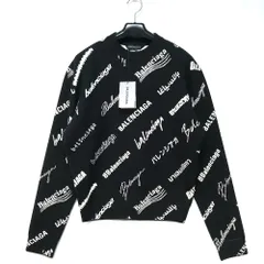 BALENCIAGA バレンシアガ ロゴマニア オールオーバー ニット セーター ブラック ホワイト Sサイズ 724869 T1665 新品未使用のサムネイル