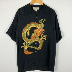 90s 龍刺繍 ドラゴン カンフーシャツ 黒 L チャイナボタン y2k - メルカリ