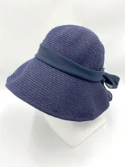 Chapeaud'O シャポードオー 広つばハット リボン Silk Braid Capeline ハット size57.5cm/紺 ■■◎レディース