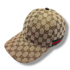 美品 GUCCI グッチ 帽子 ベースボールキャップ レザー GGロゴ メンズ