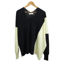 サルバム sulvam 19AW Asymmetry Knit ニット セーター ウール 長袖 Vネック アシンメトリー オーバーサイズ M 紺 ネイビー 白 ホワイト SK-K02-810 /XZ ■GY19のサムネイル