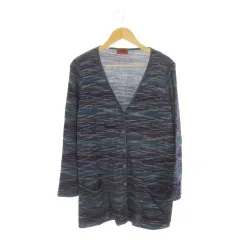 ミッソーニ MISSONI カーディガン 48 青 ブルー 紫 パープル Vネック 長袖 ポケット付き /CK4 ■GY50のサムネイル