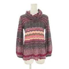 ミッソーニ MISSONI ニット セーター 42 紫 パープル グレー ジグザグ柄 タートルネック 長袖 /CK12 ■GY50のサムネイル