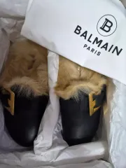 バルマン ファー スリッパ ブラックのサムネイル