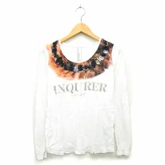 ベアトリス BEATRICE カットソー Tシャツ 長袖 丸首 綿 コットン ビジュー 38 ホワイト 白 /KT26のサムネイル