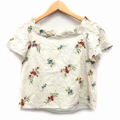 シュープリームララ Supreme.La.La. Supreme LaLa カットソー ショート丈 花柄 刺繍 レース 半袖 丸首 コットン 綿 M アイボリー 白 /HT28のサムネイル