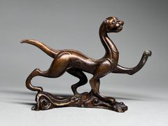 古美術 文鎮 置物 龍 細工 金属工芸 古銅 骨董品 飾り物 開運風水