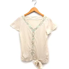 ディグレース DGRACE 刺繍 カットソー Tシャツ Vネック フラッタースリーブ 綿混 ベージュ /FT46のサムネイル