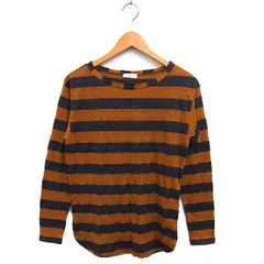 フォルテフォルテ FORTE FORTE カットソー Tシャツ ボートネック ボーダー リネン混 ラウンドヘム 長袖 1 茶 ブラウン /NT8のサムネイル