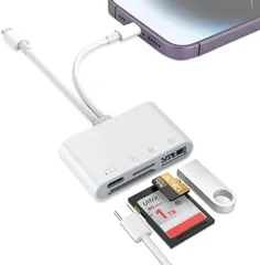 カードリーダー【2026新モデル MFi認証品】 SDカードリーダー Lightning/Type Cメモリカードリーダー 4in1 USB/SD/TF変換アダプタ 0TG機能 高速双方向データ転送 設定不要 写真/動画/資料読み込みのサムネイル