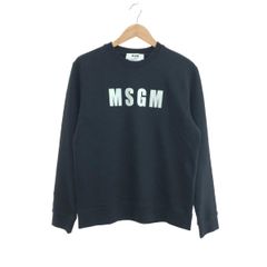 MSGM ブラック クルーネックスウェット グリーンロゴ - メルカリ