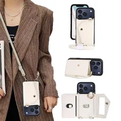 【新品】 Dahimomo For iPhone 17 Pro ケース 手帳型 イフォン17プロ ケース ショルダー 背面カード収納 スマホケース iPhone17pro スタンド機能 化粧鏡 アイフォン17 プロ カバー ストラップ 肩掛け 鏡付き 携帯ケー