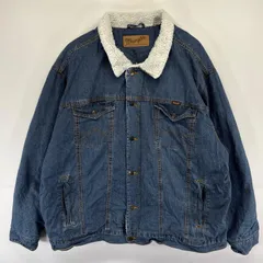 古着 ラングラー Wrangler ジャケット 襟コーデュロイ 裏ボア 大きいサイズ デニム ワンポイント ロゴ 2XL  ブルー系 メンズのサムネイル