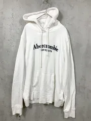 Abercrombie&Fitch アバクロンビー＆フィッチ ロゴ刺繍 裏起毛 アバクロ プルオーバー パーカー sizeXL/白 ■■ レディース