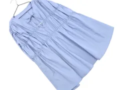 Ungrid アングリッド リネン混 フレンチスリーブ ギャザー ブラウス シャツ sizeF/青 ■◆ レディースのサムネイル