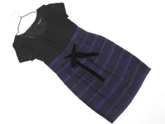 QUEENS COURT クイーンズコート ボーダー 切替 Iライン ワンピース size2/黒ｘ紺 ■◆ レディースのサムネイル
