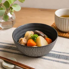 小石原焼 森山實山窯 飛鉋 深鉢 (14cm) 白マット (内グレー) 副菜鉢 小鉢 中鉢 和食器 陶器のサムネイル