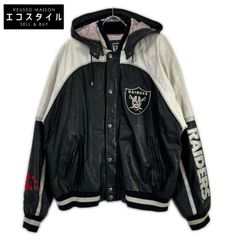 NFL RAIDERS リバーシブル 刺繍ロゴ 裏フリース ブラック ブルゾン