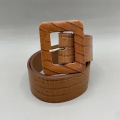 極美品　Weekend Max Mara　ウィークエンドマックスマーラ　ベルト　クロコ型押し　レザー　キャメルのサムネイル