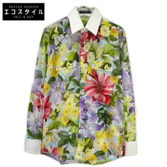 DOLCE&GABBANA　ドルチェアンドガッバーナ　ライトブルー フラワー総柄 カラー切り替え L/Sシャツのサムネイル
