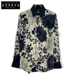 DOLCE&GABBANA　ドルチェアンドガッバーナ　00s　G5413T ネイビー×ベージュ フラワー総柄 シースルーシャツのサムネイル