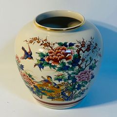 九谷焼 光崖窯 光崖作 花瓶 鴛鴦(オシドリ) 梅 牡丹 金彩 - メルカリ
