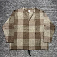 未使用品 South2 West8 MR743 String V Neck Shirt R/PE Rough Cloth / Plaid XL サウス2ウエスト8 ストリング Vネックシャツ リネン チェックのサムネイル