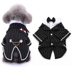 YOASONEK 犬用タキシード ペット服 結婚式用 燕尾服 紳士コスプレ 蝶ネクタイ付き ブラック L サイズのサムネイル