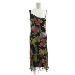 ベッツィージョンソン BETSEY JOHNSON ワンピース ロング丈 花柄 レース ノースリーブ 8 黒 ブラック シルク /SC ■ECF006のサムネイル