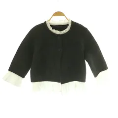 ザラ ZARA フリルニットカーディガン セーター S グレー 白 ホワイト /SS ■OS