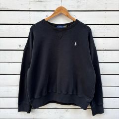 極美品✳︎ポロラルフローレン裏起毛スウェットトレーナー黒サイドリブ