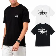 STUSSY ステューシー ベーシック ロゴ 半袖 Tシャツ (ブラック / 白)