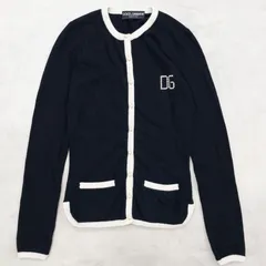 DOLCE＆GABBANA ドルチェアンドガッバーナ ニットカーディガン DGロゴ バイカラー パール アンゴラ レーヨン ブラック イタリア製 レディース b01634のサムネイル