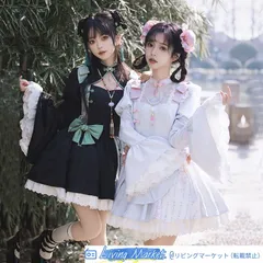 中華風 刺繍プリント 接袖旗袍デザイン ロリータドレス 秋仕様 ブラック＆グリーンOP／ブルー＆ピンクOP 高品質 優雅なデザイン 撮影会 イベント用 レディース CS626P289