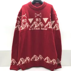 【タグ付き/未使用】G-STAR RAW メンズ ニット セーター XLサイズ レッド×ホワイト ウール ジースターロゥ SGKY26-2409のサムネイル