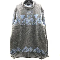 【タグ付き/未使用】G-STAR RAW メンズ ニット セーター XLサイズ グレー×ブルー ウール ジースターロゥ SGKY26-2410のサムネイル