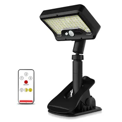 垂直と水平クリップ式 USB充電可能 IP65防水自動点灯/消灯 庭/玄関/フェンス/キャンプ/駐車場/災害時用 92LED 屋外 リモコン付き センサーライト 人感 日本語説明書付き ソーラーライトのサムネイル