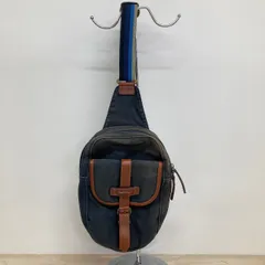 Paul Smith/ポールスミス ボディバッグ/ワンショルダーバッグ ネイビー×ブラウン ストライプショルダー キャンバス×レザー[OA04520]のサムネイル