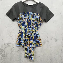 プチフルール スカーフ柄ドッキングTシャツ F チャコールグレー リボン 2wayのサムネイル