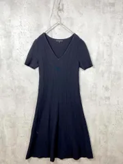 美品 iCB アイシービー COP.CY.GM.0325 ニット 半袖 Vネック ワンピース sizeS/黒 ■■レディース